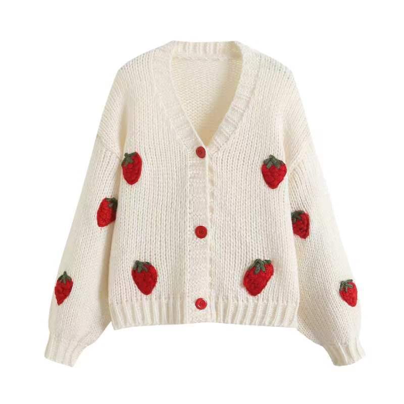 Cardigan pour femme avec des appliqués fruités et des détails de boutons modernes Chic & Stil