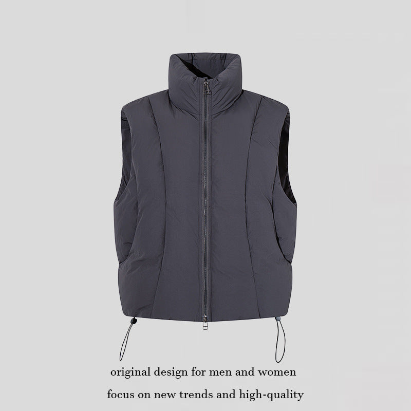 Women's padded quilted vest with high stand-up collar, two-way zipper and drawstring Amarae