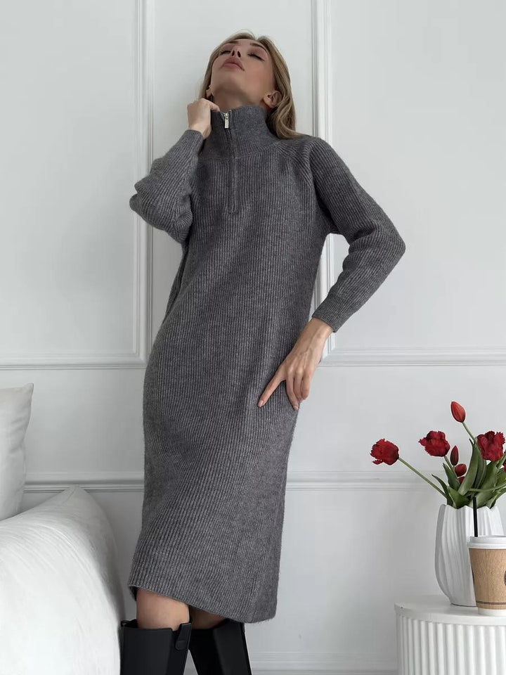Robe tricotée pour femmes avec col montant et fermeture éclair Chic & Stil