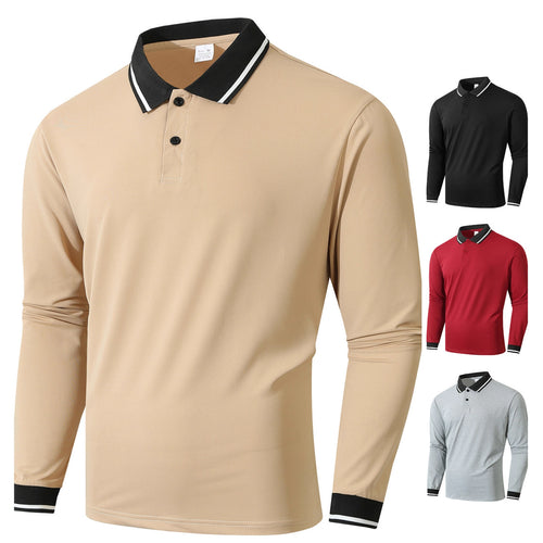 Men's long sleeve polo shirt with sporty ribbed structure Amarae