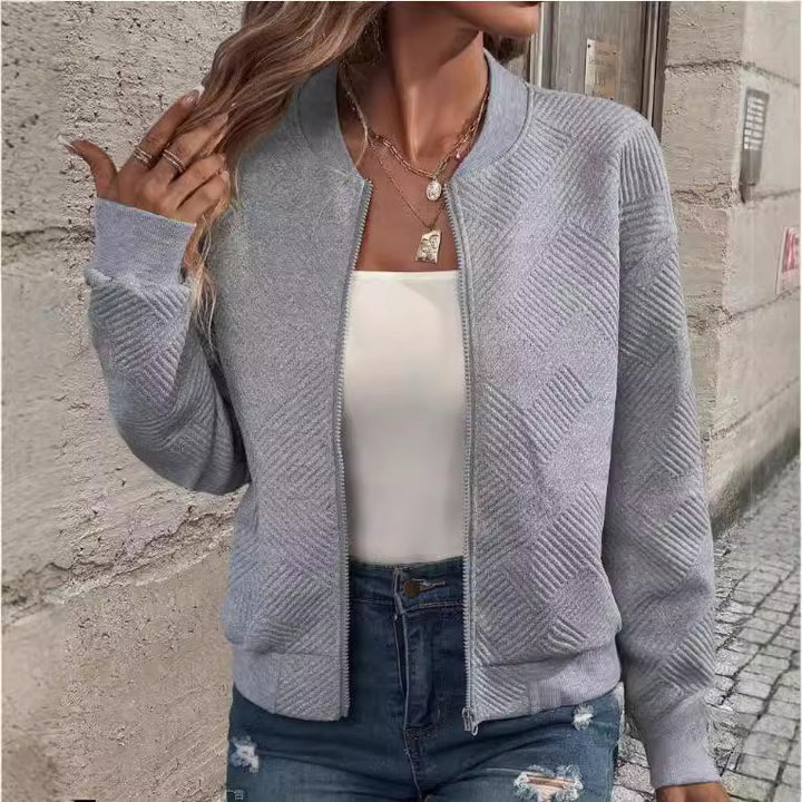Ladies casual zip jacket with textured design Lune London