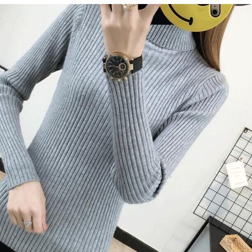 Pull femme en laine de haute qualité avec col roulé et texture côtelée Chic & Stil
