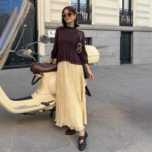 Fluid maxi skirt for women with elastic waist and voluminous cut Amarae