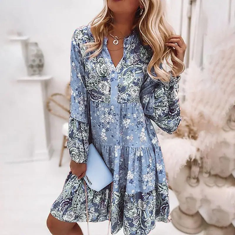 Lune London Women's Bohemian Floral Tiered Dress