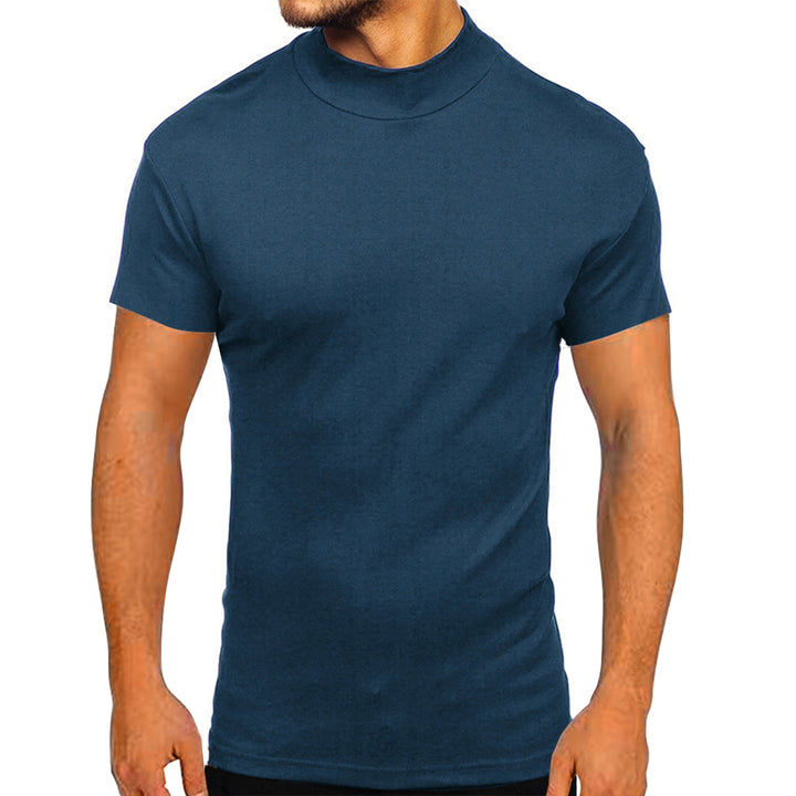 Modern short-sleeved men's t-shirt with high collar and textured design Lune London