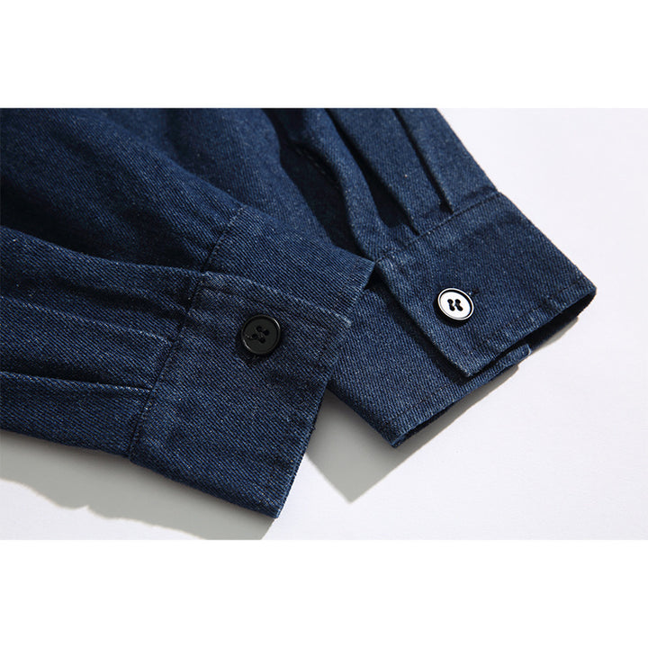 Unisex Boxy Jeans Overshirt Jacket with Attached Hood and Multifunction Pockets Amarae