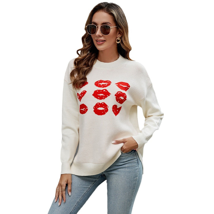 Women's sweater with kiss pattern and casual cut Lune London