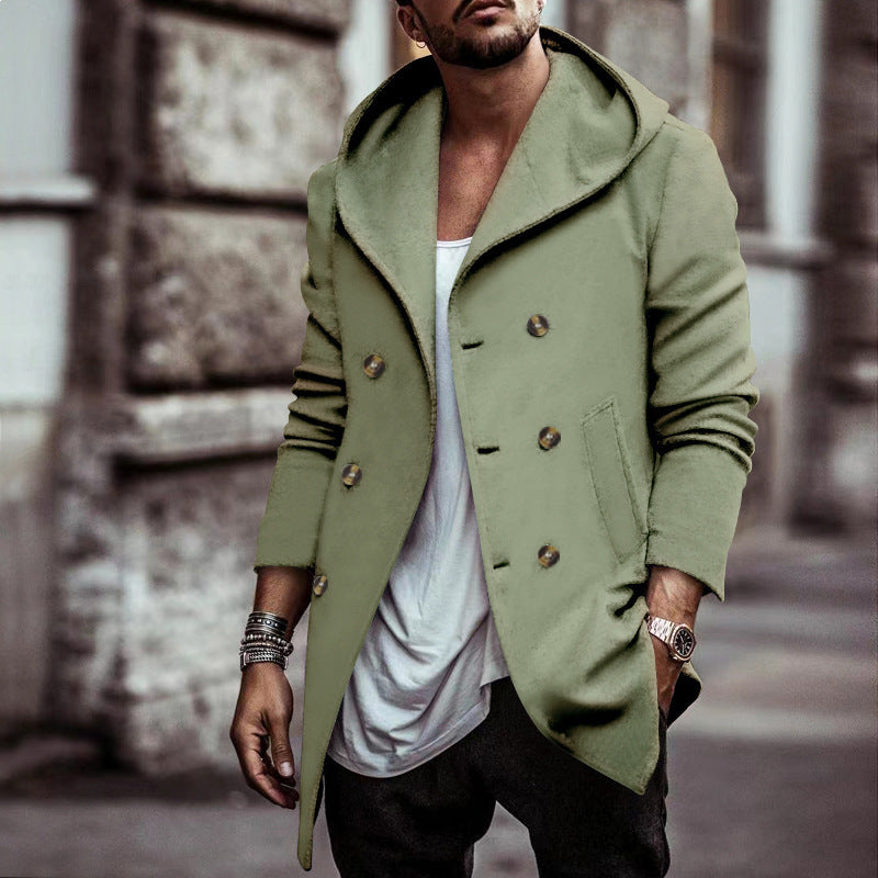 Fashionable men's hooded coat with double-breasted buttons and high-quality details Lune London