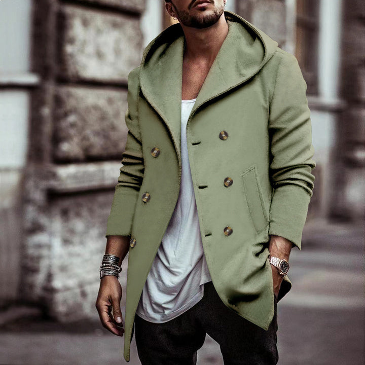 Fashionable men's hooded coat with double-breasted buttons and high-quality details Lune London