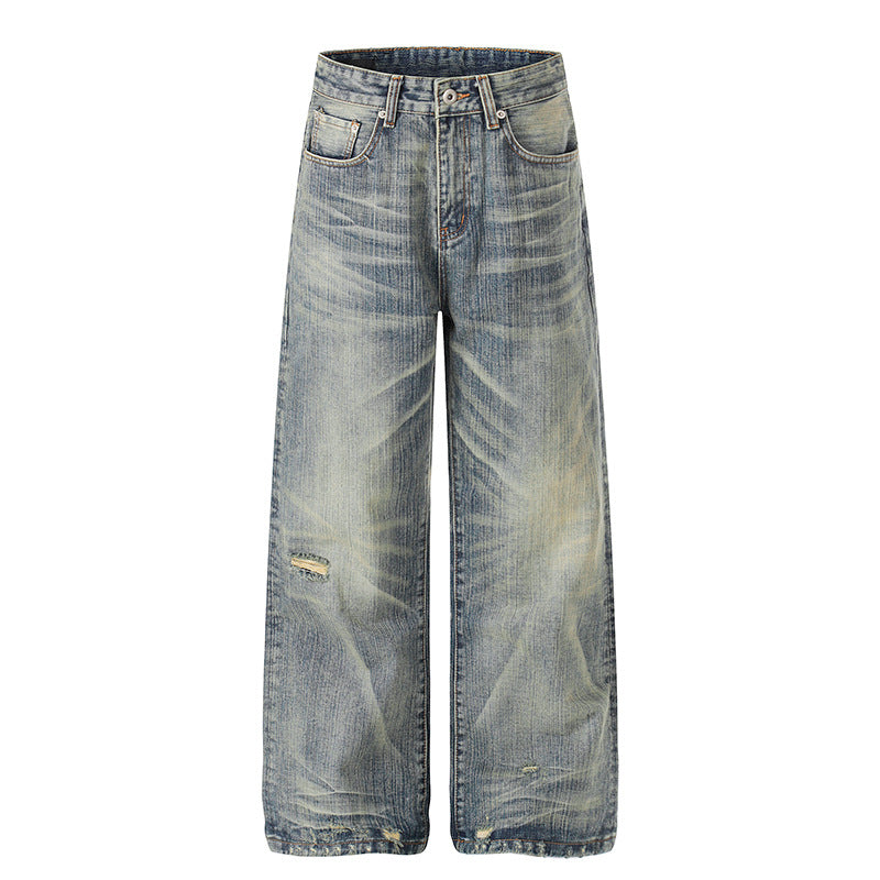Women High-Waisted Wide-Leg Destroyed Jeans with Used Effect and Culotte Silhouette Amarae