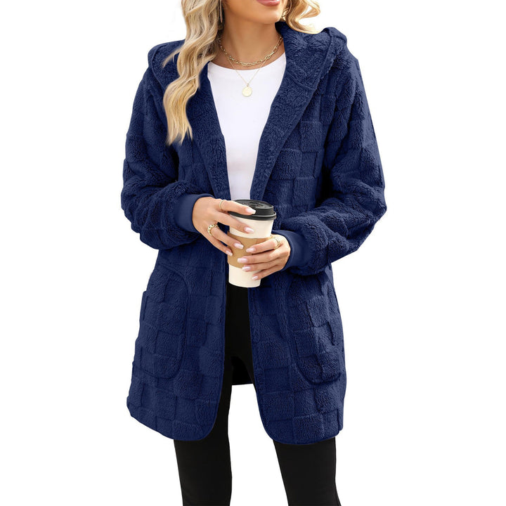 Women cozy fleece coat with hood Lune London