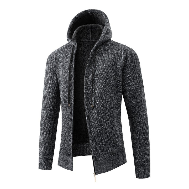 Comfortable fleece jacket for men with hood Lune London
