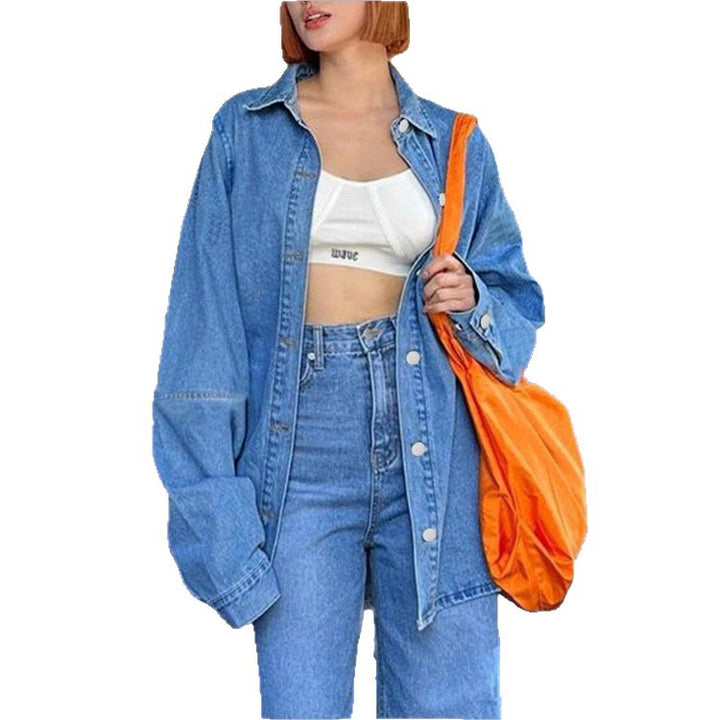Women Oversized Denim Shirt Jacket with Extended Cut and Boxy Fit Amarae