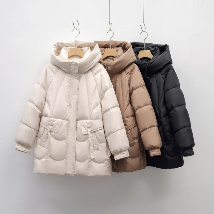 Ladies comfortable quilted jacket with hood Lune London