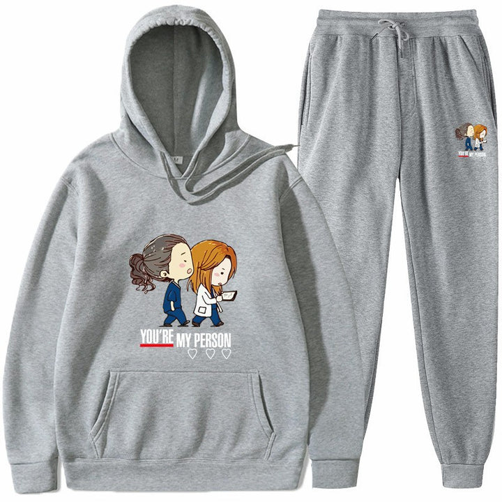 Women's Hoodie and Jogging Pants Set with Original Cartoon Design Chic & Stil