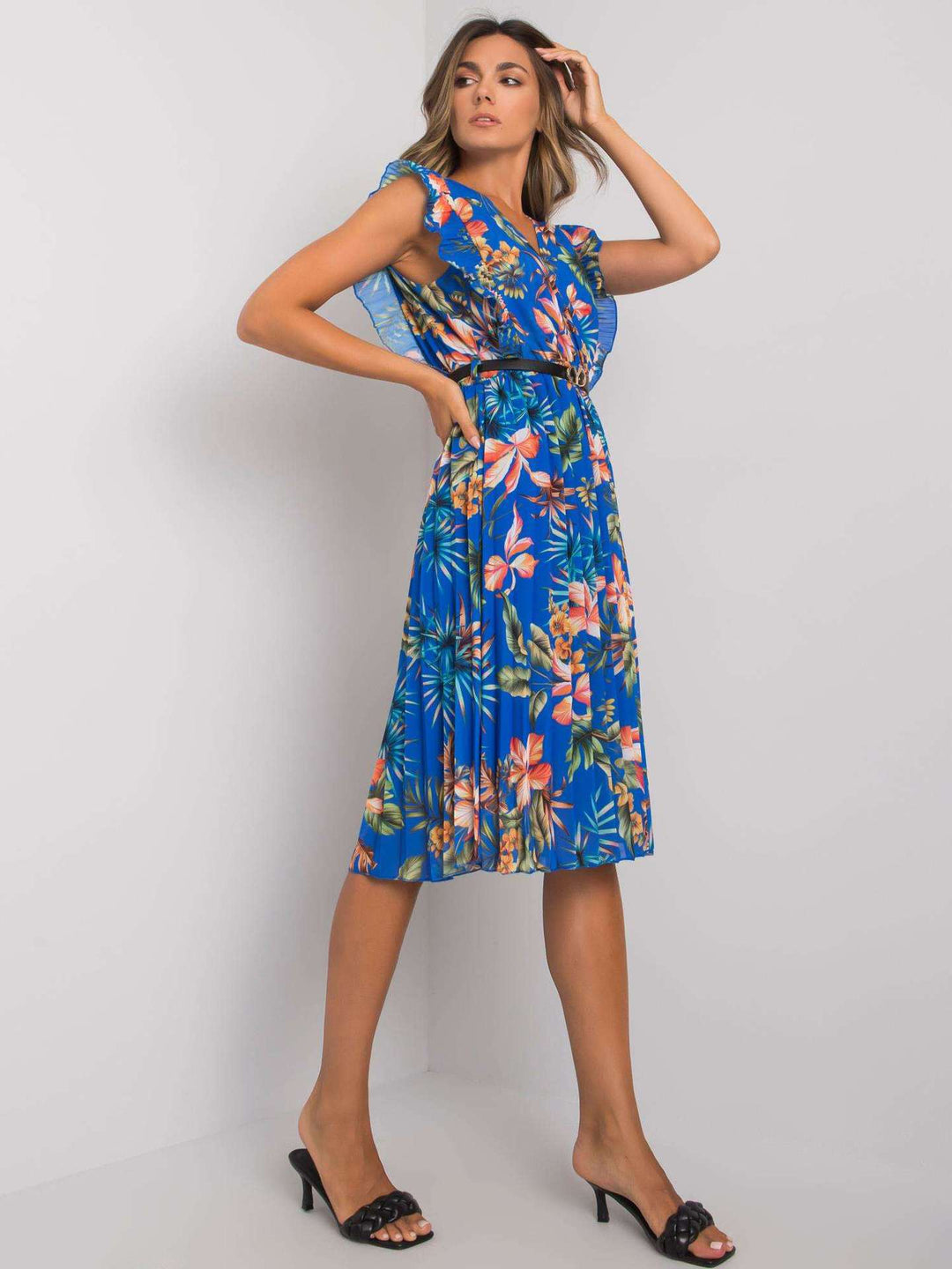 Lune London Floral Pattern Ruffle Midi Dress for Ladies