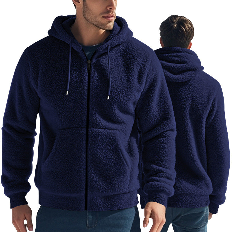 Fleece hooded jacket for men with practical pockets and modern cut Lune London