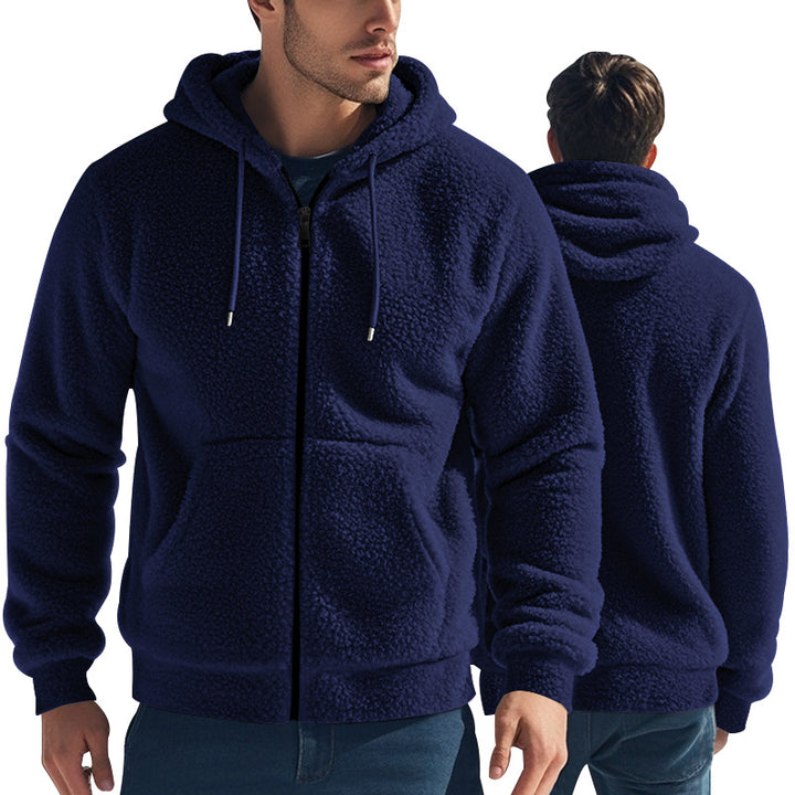 Fleece hooded jacket for men with practical pockets and modern cut Lune London