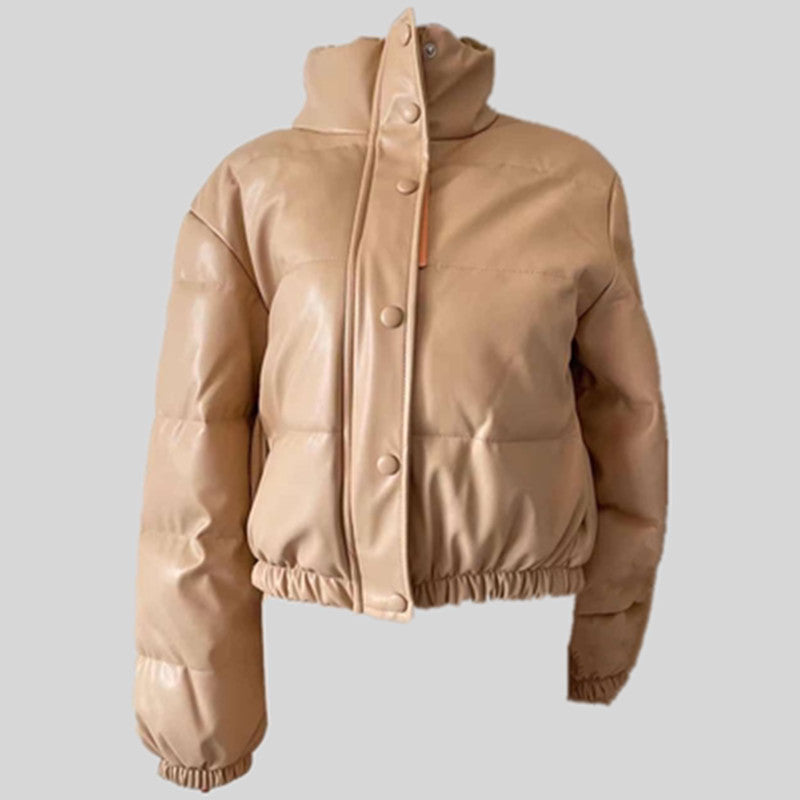 Ladies Quilted Jacket in Faux Leather Amarae