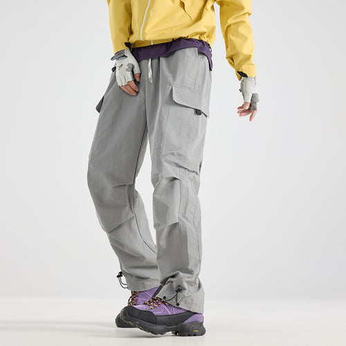 Men's Lightweight Technical Cargo Trekking Pants with Drawstring Waist, Utility Pockets and Adjustable Leg Openings Amarae