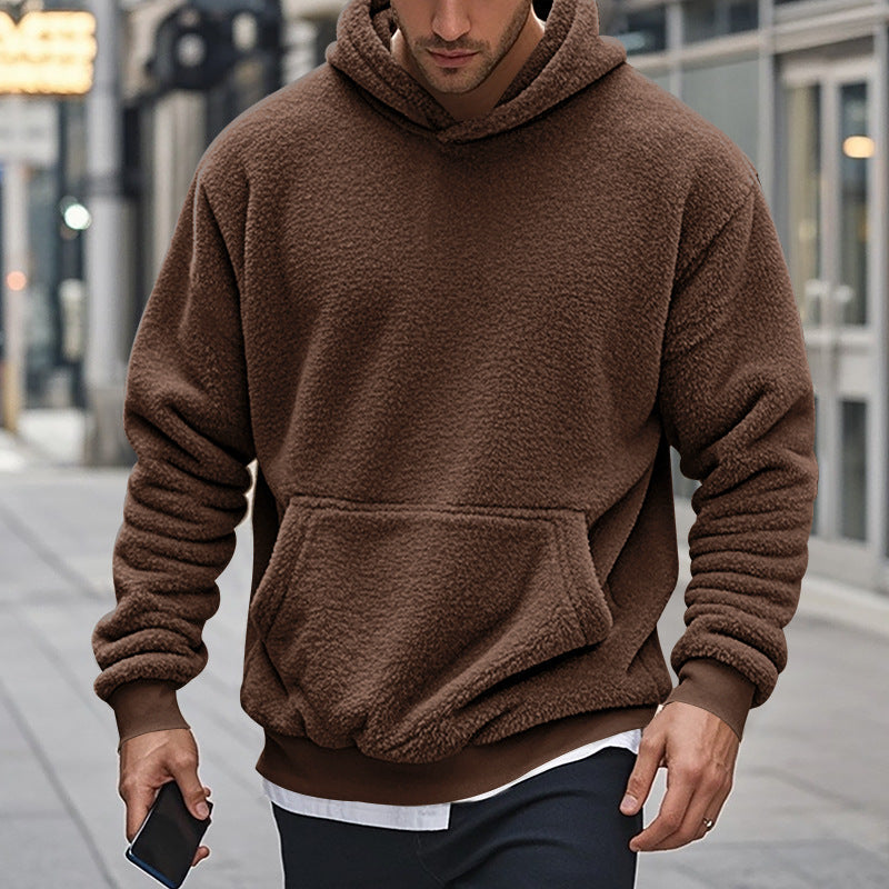 Men's Hoodie Made Of Cozy Teddy Fleece with Kangaroo Pocket and Wide Cuffs Lune London