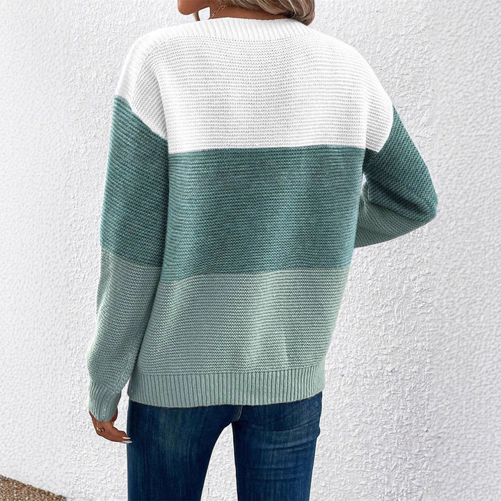 Pull en tricot pour femmes avec un design moderne en blocs de couleur Lune London