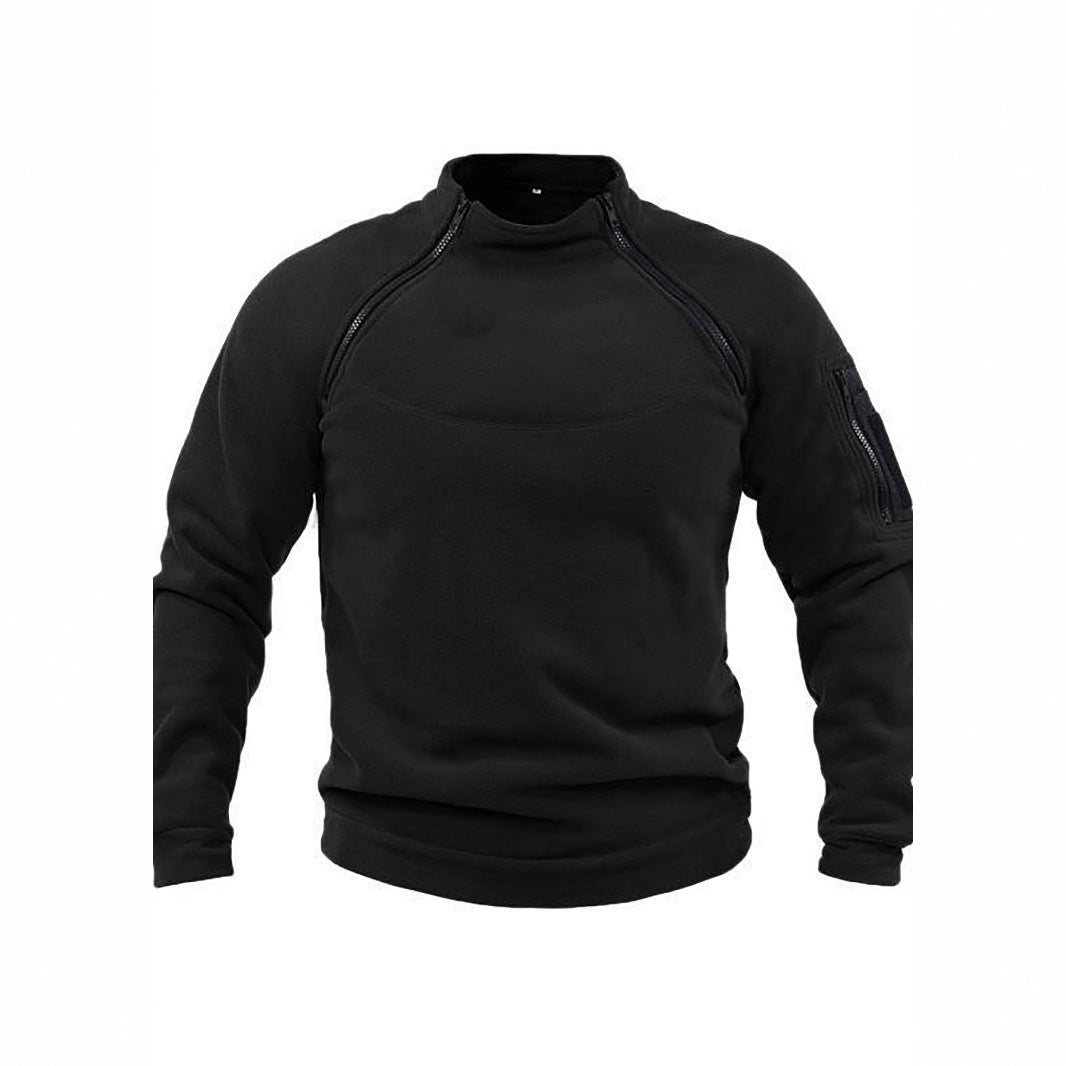 Men's Thermal Fleece Pullover with High Collar and Practical Pockets Chic Und Stil
