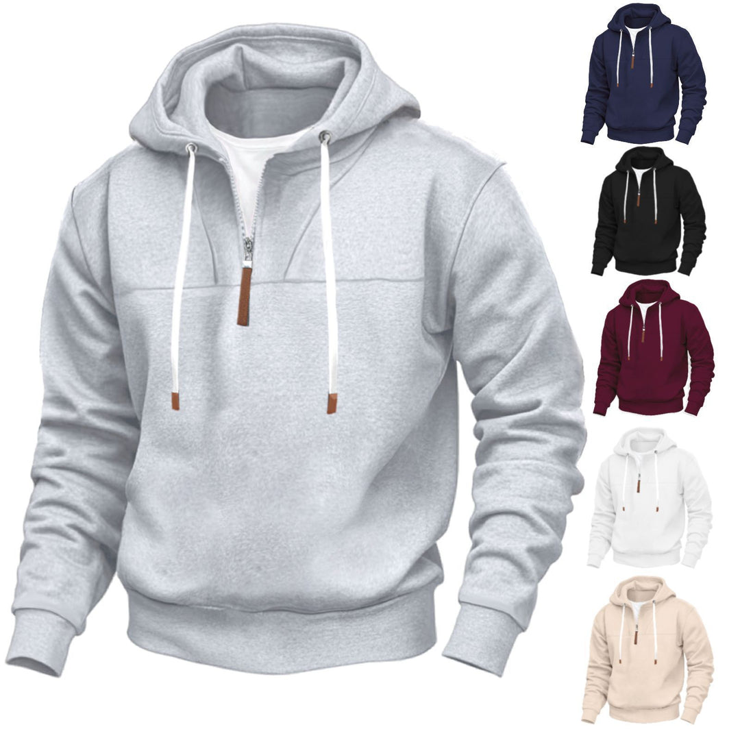 Sporty hoodie for men with half-zip and robust contrasting details Lune London