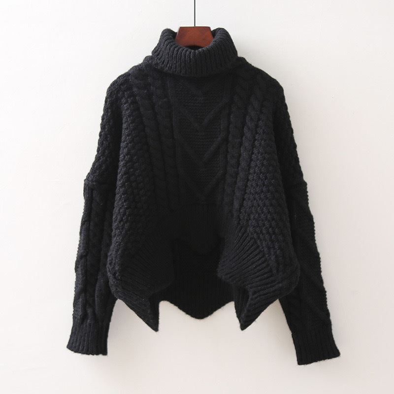 Chunky knit sweater for women with high collar and twisted pattern Lune London