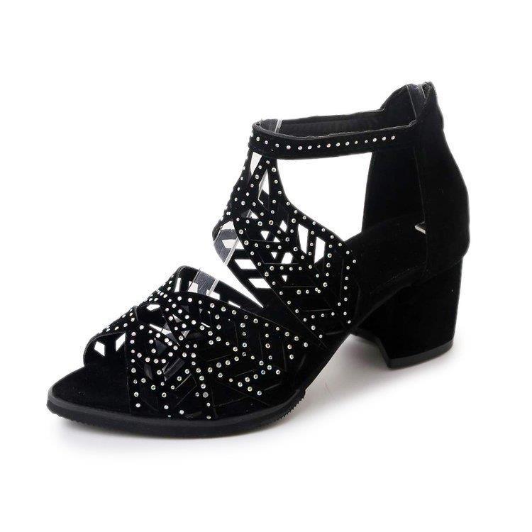 Glamorous rhinestone sandals for women with block heel Lune London