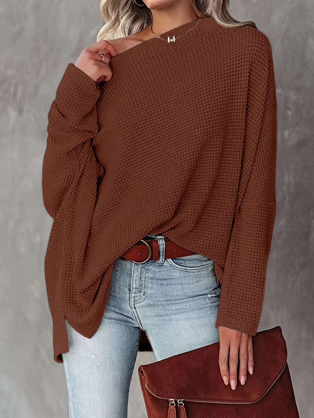 Cozy waffle sweater for women with a loose fit Lune London
