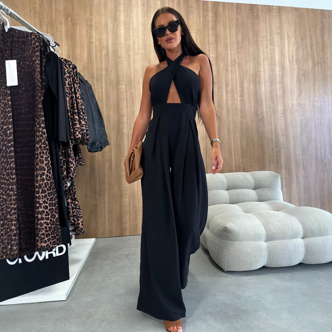 Cut-out back jumpsuit with wide legs Lune London