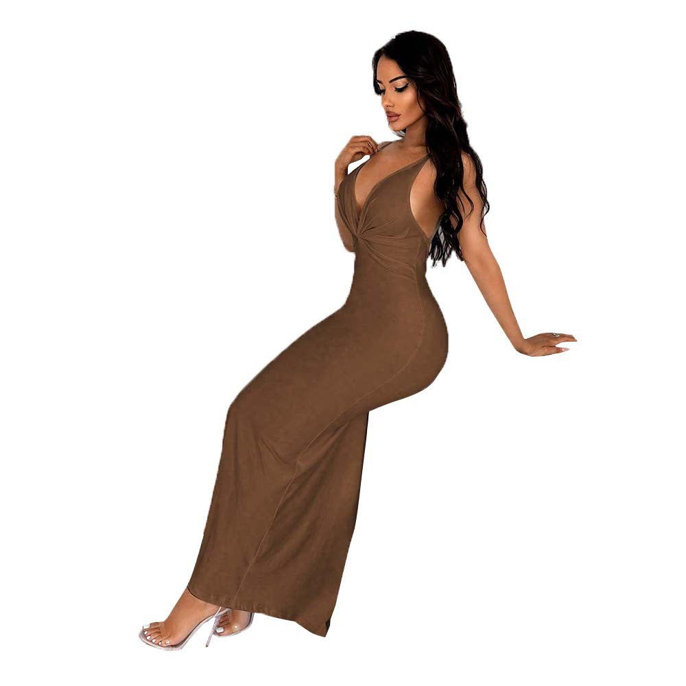 Robe maxi pour femme avec décolleté en V profond et coupe étroite Chic & Stil