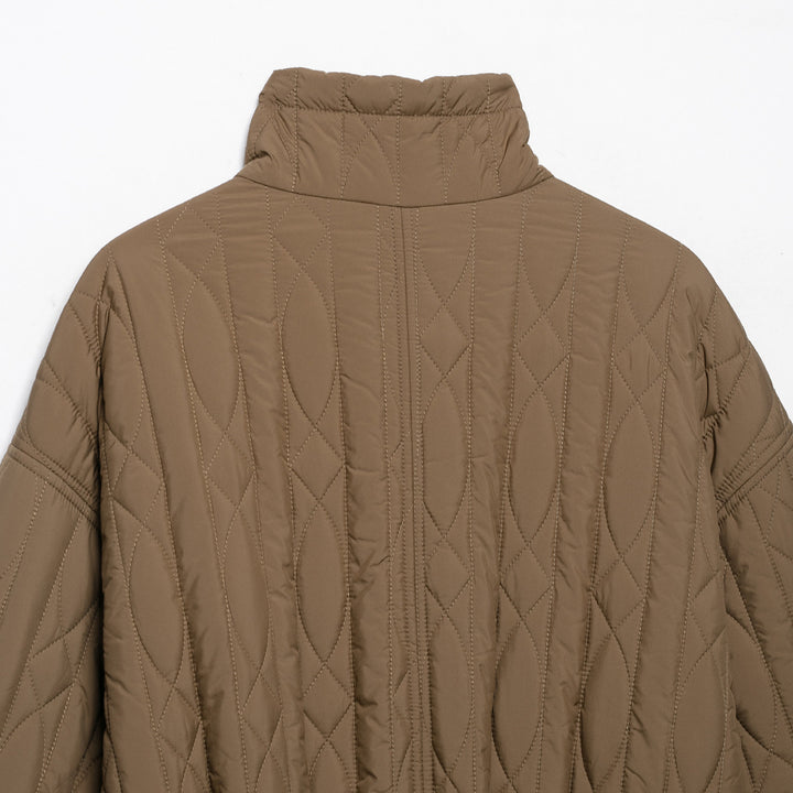 Women's short padded jacket with high stand collar, drawstring waist and oversized sleeves Amarae