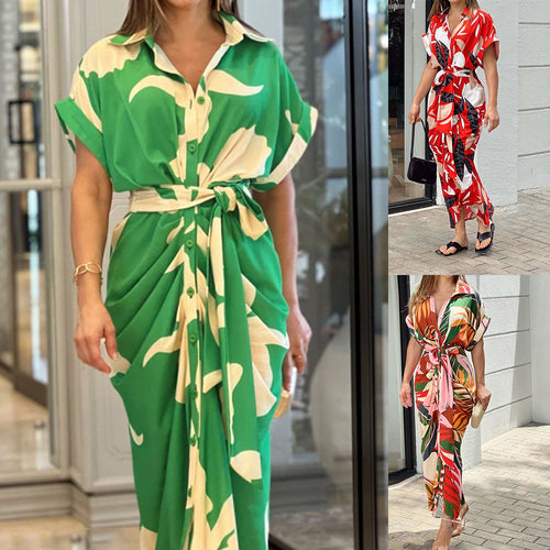 Maxi button dress for women with draped design Amarae