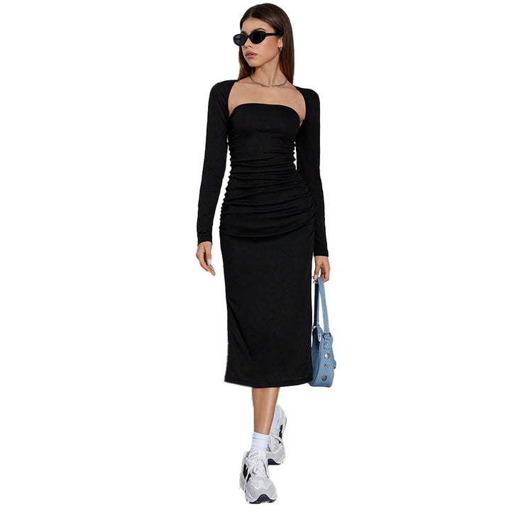 Robe maxi élégante pour femmes avec fronces et fente sur le côté Chic & Stil