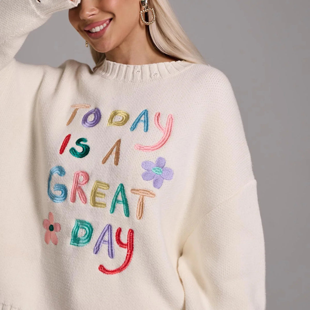 Oversized sweatshirt for women with colorful embroidery design Lune London
