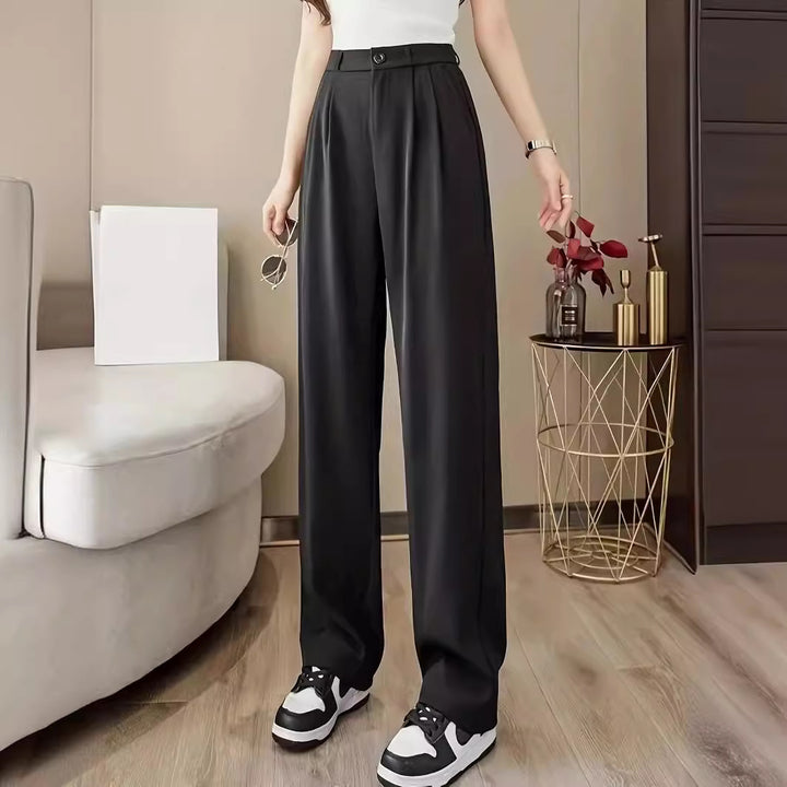 High-waisted pleated wide-leg pants for women Lune London