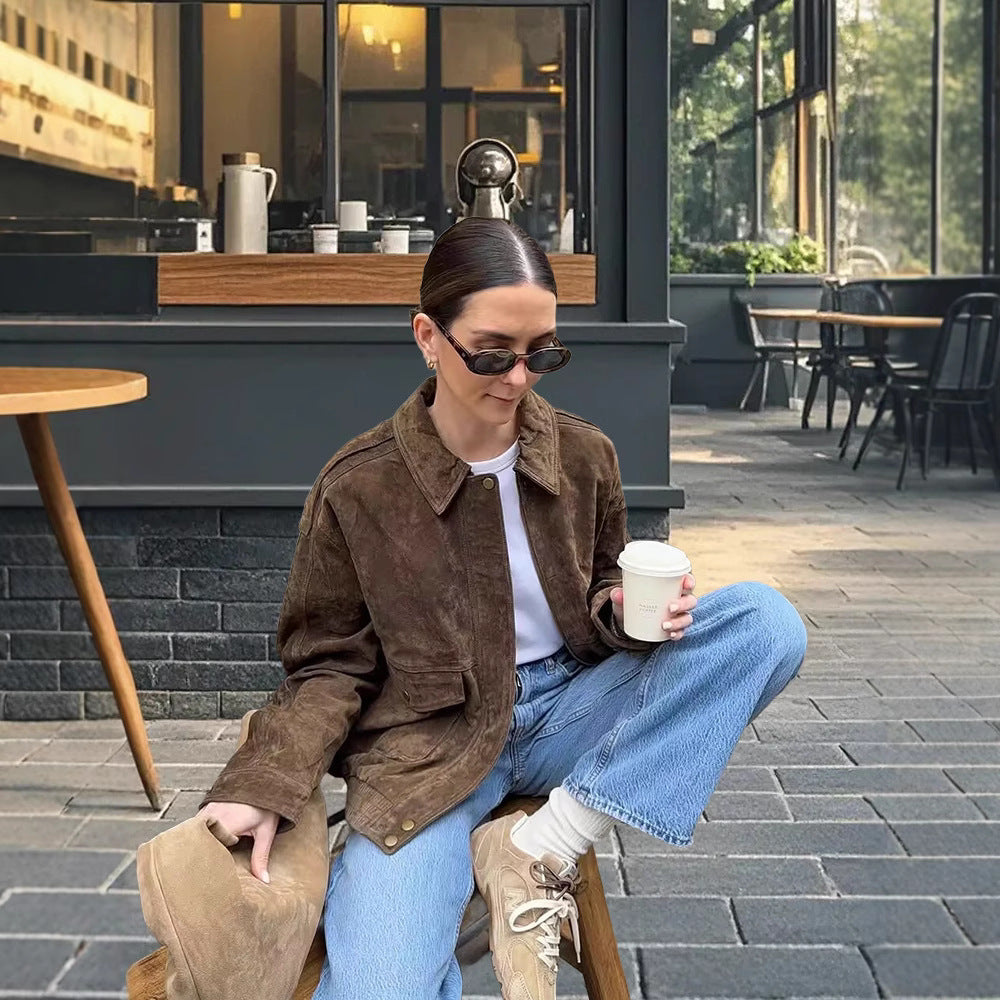 Amarae oversized suede jacket for women