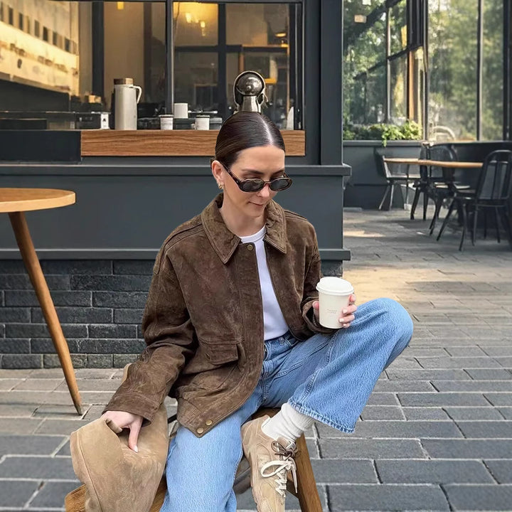 Amarae oversized suede jacket for women