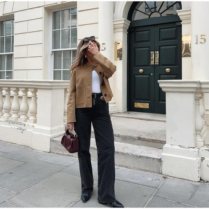 Elegant suede jacket for women with button closure Lune London