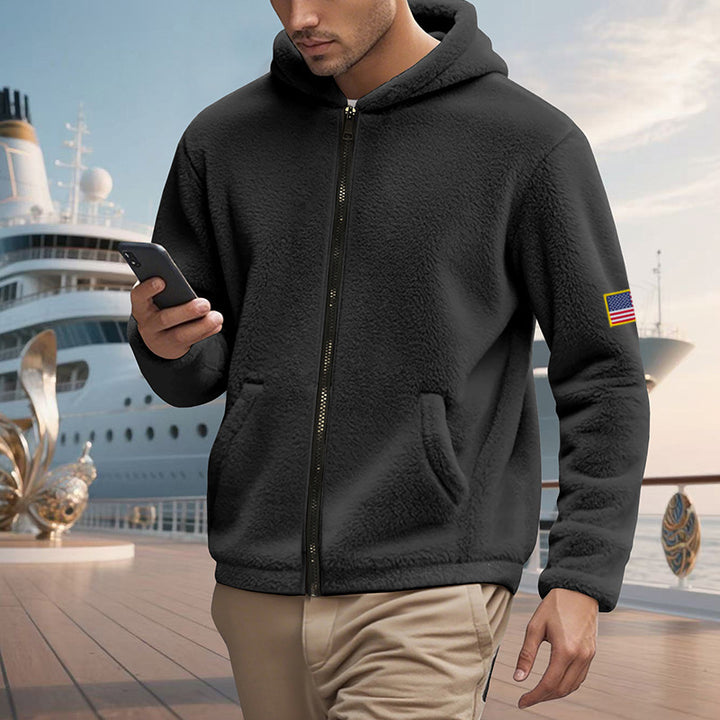 Men's fleece hoodie with full zipper and practical pockets Lune London