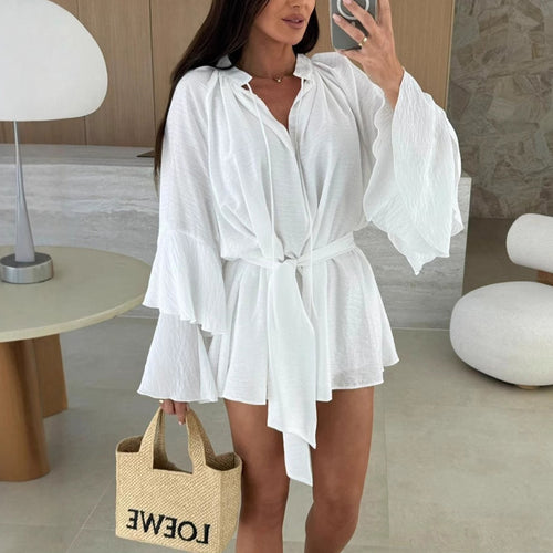 Haut Kaftan Aéré pour Femmes avec Manches Amples et Ceinture à la Taille Chic & Stil
