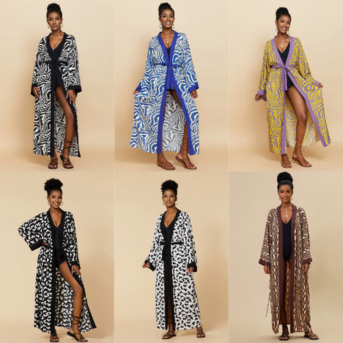 Ladies Luxurious Bathrobe with Exotic Pattern Chic Und Stil