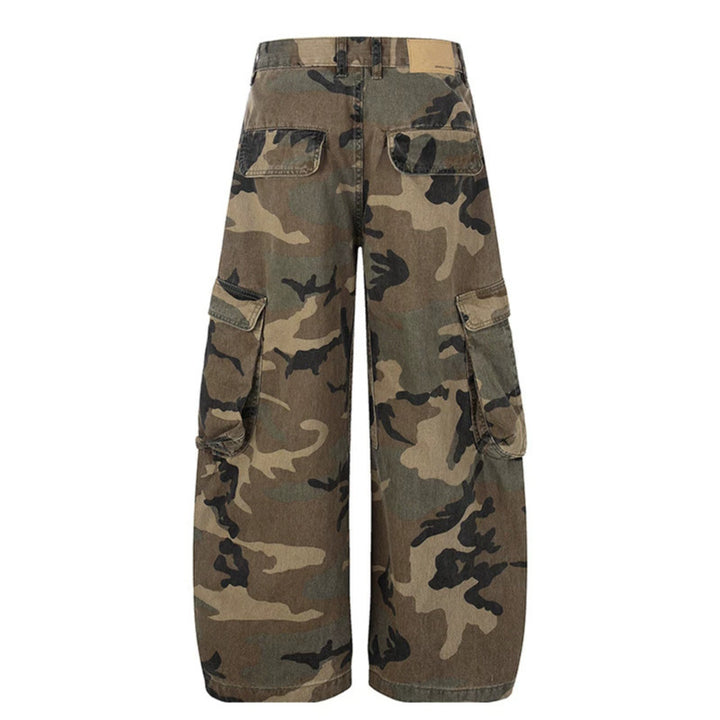 Women's wide cargo pants in camouflage print with multi-pockets Amarae