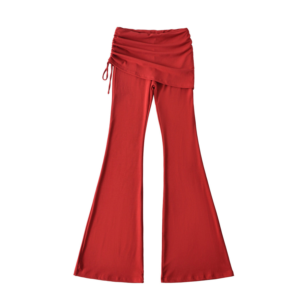 Women’s flared trousers with integrated mini skirt overlay and drawstring Amarae