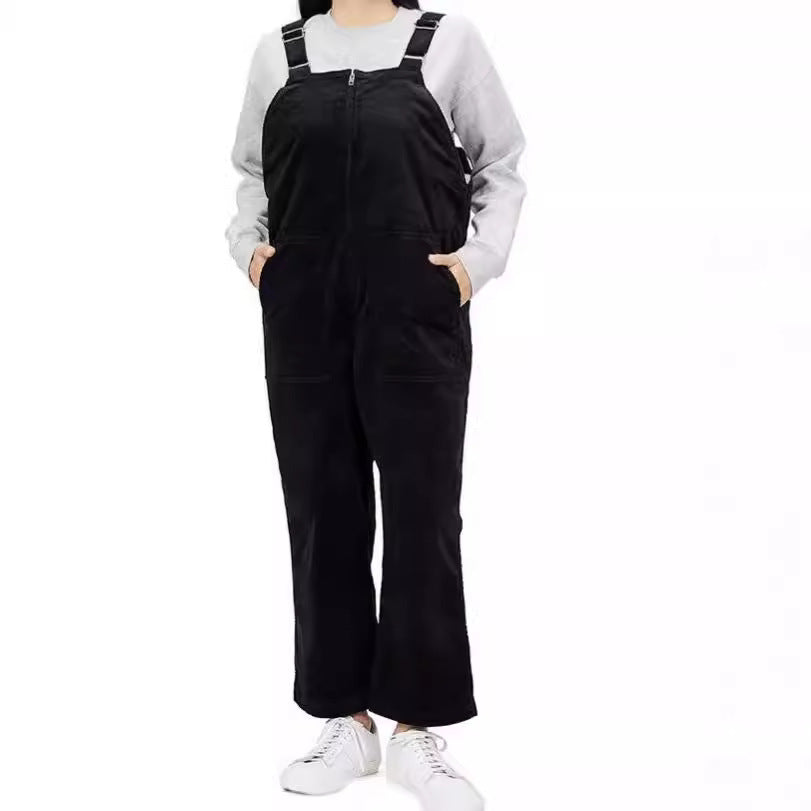 Ladies Casual Corduroy Overalls with Practical Pockets Lune London