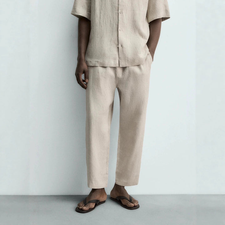 Men's linen pants with elastic waistband and drawstring Amarae