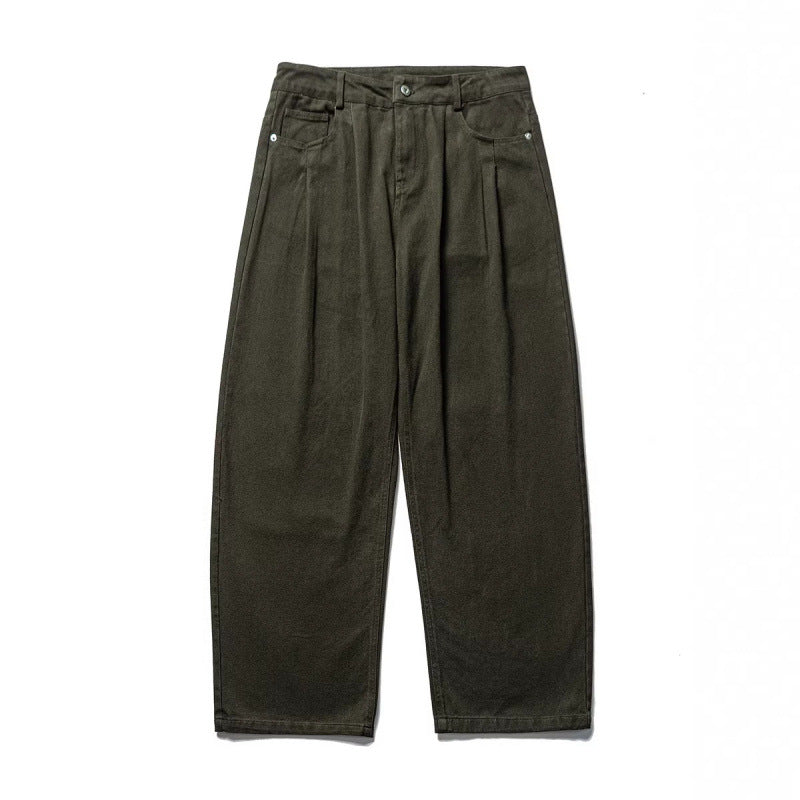 Men's wide pleated trousers in relaxed fit made of cotton twill Amarae