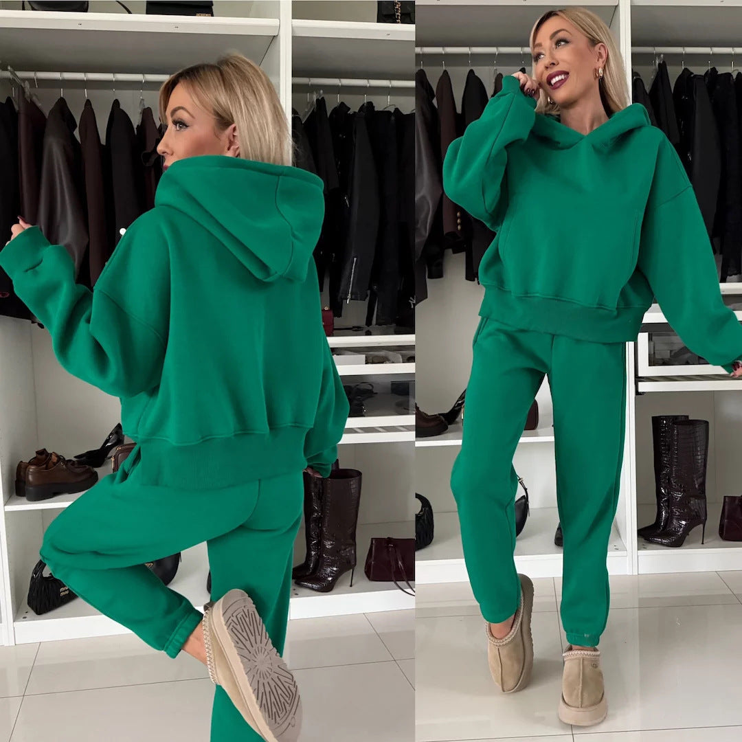 Ladies Hooded Sports Tracksuit Top with Jogging Pants Lune London